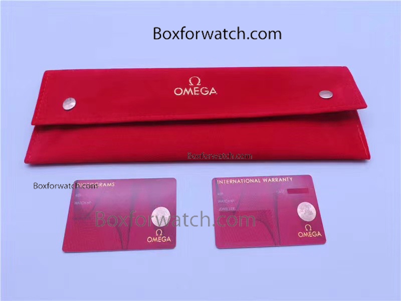 Omega Red Watch Pouch Portable with Warranty cards